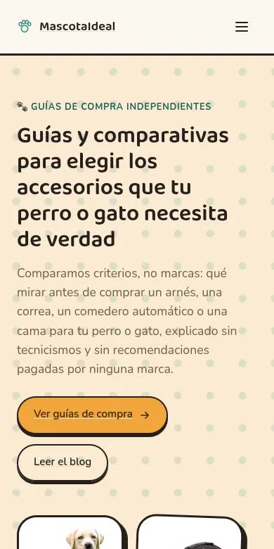 La portada de Mascota Ideal, vista en un teléfono.